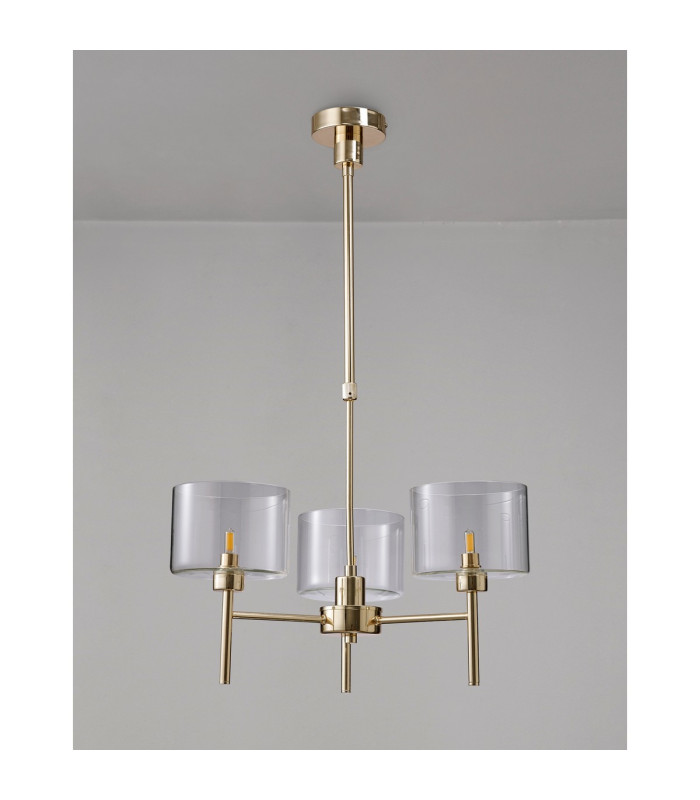 Baldwin 55cm Telescopic/Semi Flush 3 x G9 French Gold/Clear Type C Shade-11