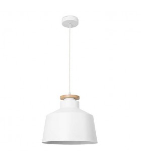 Dome Simple Ceiling Pendant White Light Wood 1x E27 - 1