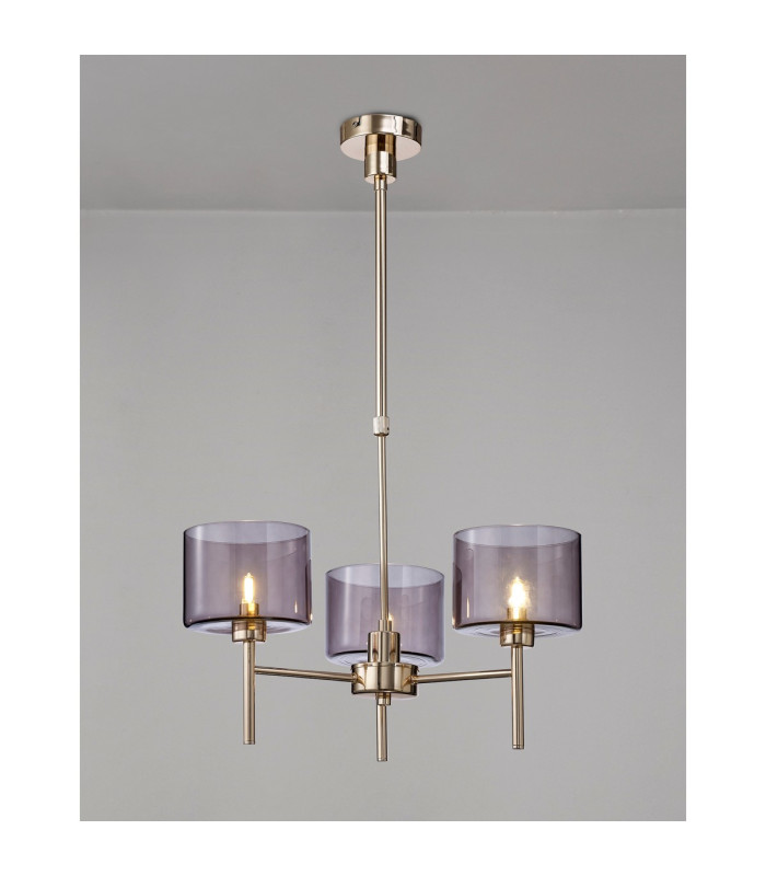 Baldwin 55cm Telescopic/Semi Flush 3 x G9 French Gold/Smoked Type C Shade-3