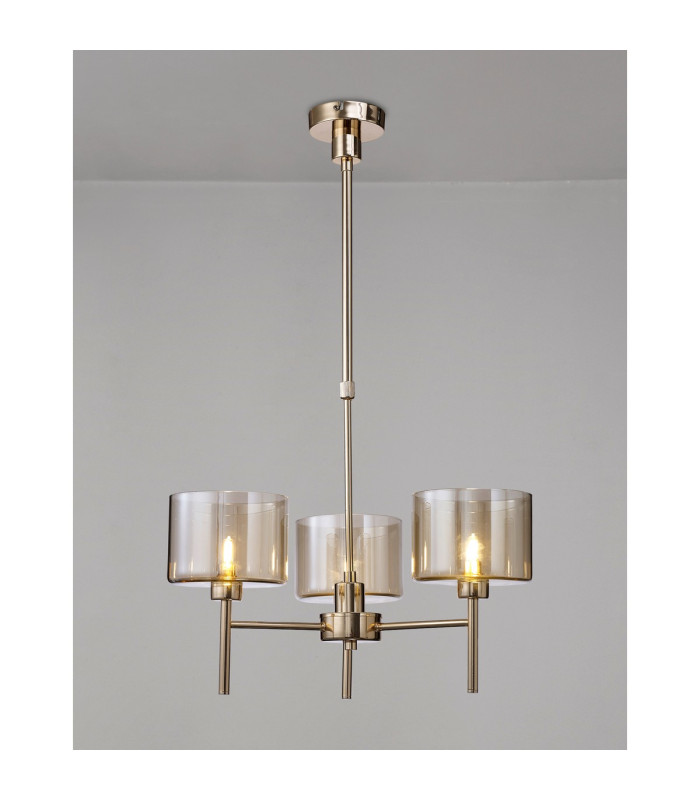 Baldwin 55cm Telescopic/Semi Flush 3 x G9 French Gold/Cognac Type C Shade-3