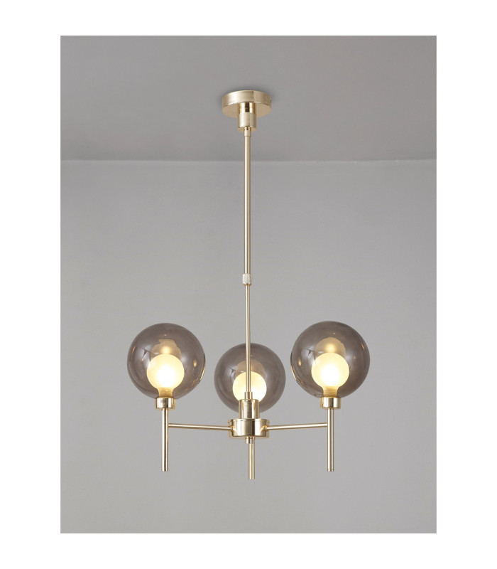 Baldwin 54cm Telescopic/Semi Flush 3 x G9 French Gold/Smoked/Frosted Type G Shade-3
