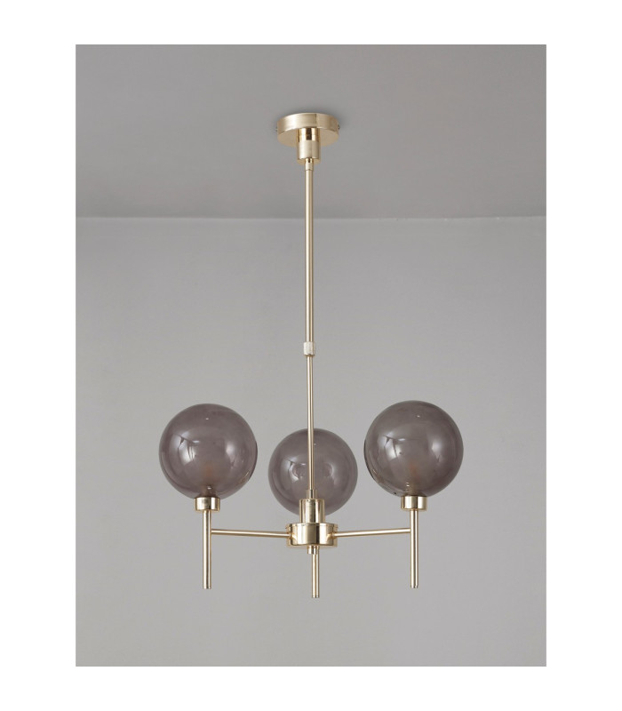 Baldwin 54cm Telescopic/Semi Flush 3 x G9 French Gold/Smoked/Frosted Type G Shade-11