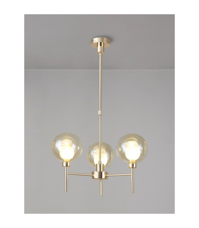 Baldwin 54cm Telescopic/Semi Flush 3 x G9 French Gold/Cognac/Frosted Type G Shade-3