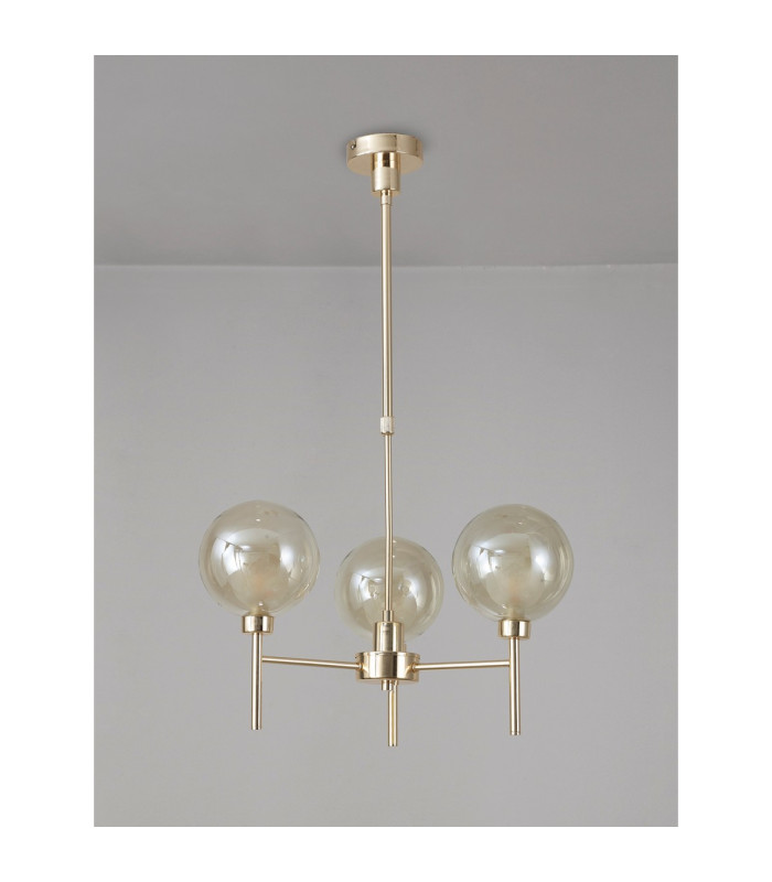Baldwin 54cm Telescopic/Semi Flush 3 x G9 French Gold/Cognac/Frosted Type G Shade-11