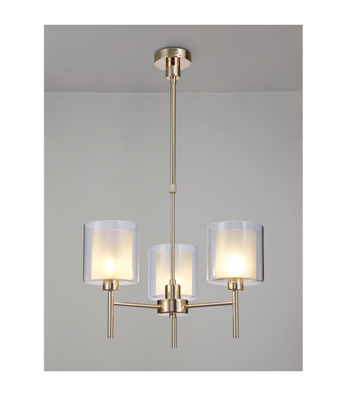 Baldwin 54cm Telescopic/Semi Flush 3 x G9 French Gold/Frosted/Clear Type H Shade-3