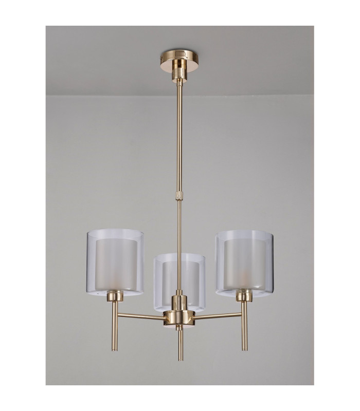 Baldwin 54cm Telescopic/Semi Flush 3 x G9 French Gold/Frosted/Clear Type H Shade-11