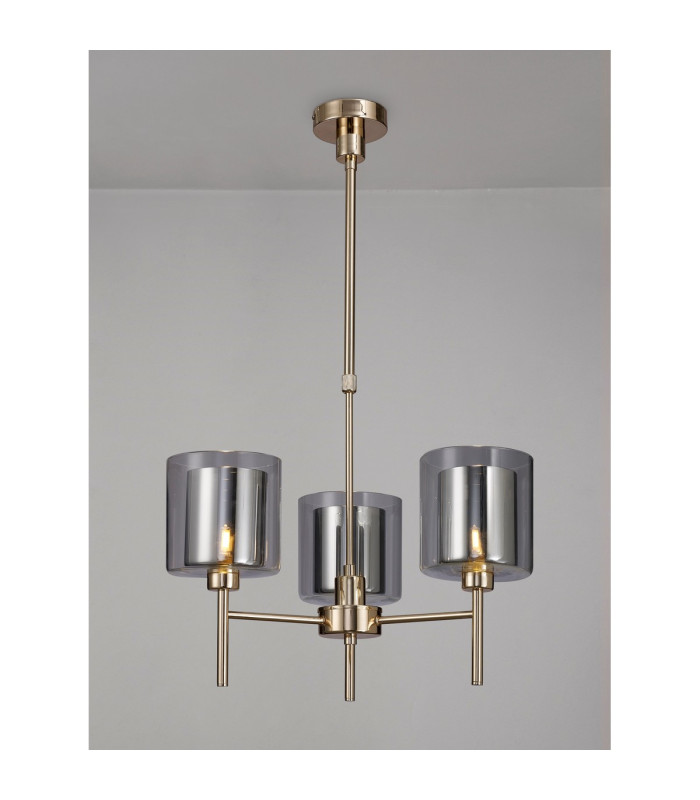 Baldwin 54cm Telescopic/Semi Flush 3 x G9 French Gold/Chrome/Clear Type H Shade-3