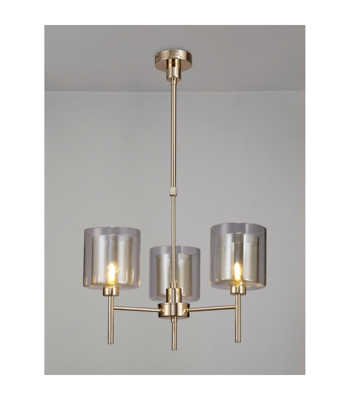 Baldwin 54cm Telescopic/Semi Flush 3 x G9 French Gold/Cognac/Clear Type H Shade-3