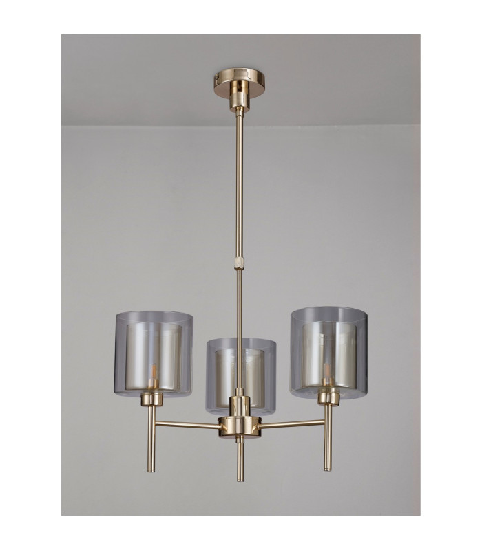 Baldwin 54cm Telescopic/Semi Flush 3 x G9 French Gold/Cognac/Clear Type H Shade-11