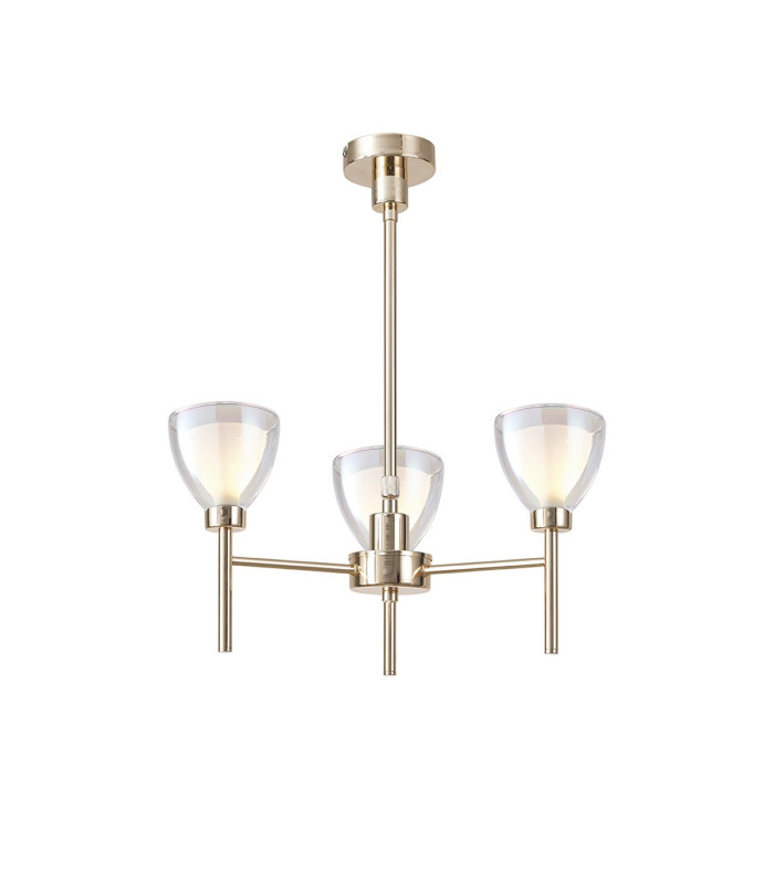 Baldwin 48cm Telescopic/Semi Flush Curved Cone Glass (U) 3 Light G9 French Gold/Iridescent/Opal-1