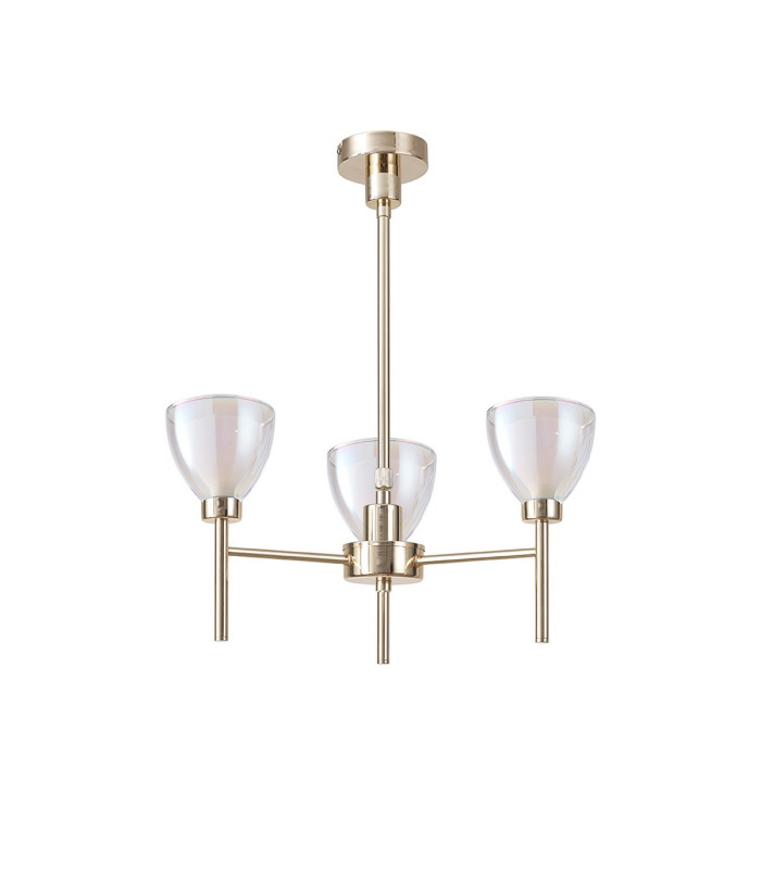 Baldwin 48cm Telescopic/Semi Flush Curved Cone Glass (U) 3 Light G9 French Gold/Iridescent/Opal-4
