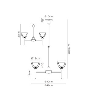 Baldwin 48cm Telescopic/Semi Flush Curved Cone Glass (U) 3 Light G9 Polished Chrome/Iridescent/Opal-2