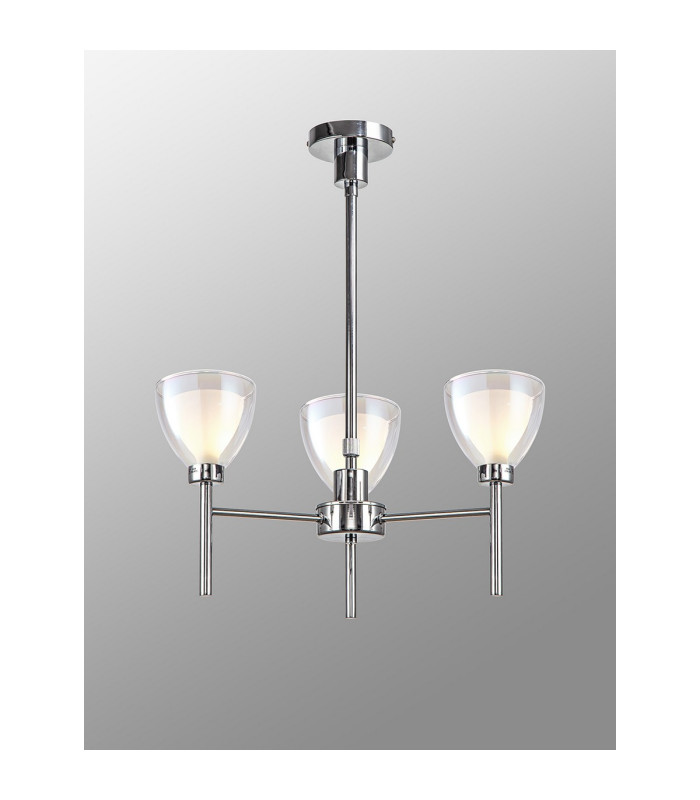Baldwin 48cm Telescopic/Semi Flush Curved Cone Glass (U) 3 Light G9 Polished Chrome/Iridescent/Opal-3
