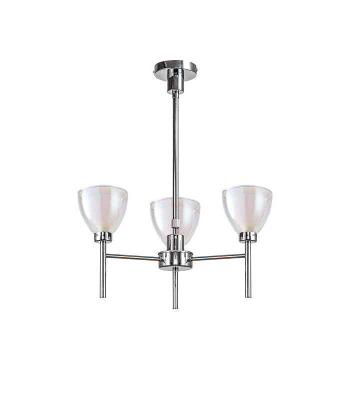 Baldwin 48cm Telescopic/Semi Flush Curved Cone Glass (U) 3 Light G9 Polished Chrome/Iridescent/Opal-4