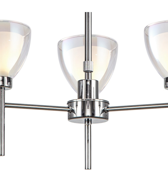 Baldwin 48cm Telescopic/Semi Flush Curved Cone Glass (U) 3 Light G9 Polished Chrome/Iridescent/Opal-6