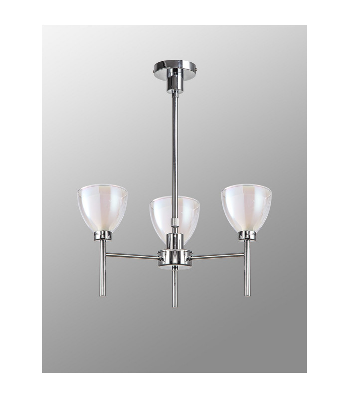 Baldwin 48cm Telescopic/Semi Flush Curved Cone Glass (U) 3 Light G9 Polished Chrome/Iridescent/Opal-14
