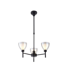 Baldwin 48cm Telescopic Pendant Curved Cone Glass (U) 3 Light G9 Satin Black/Iridescent/Opal-1