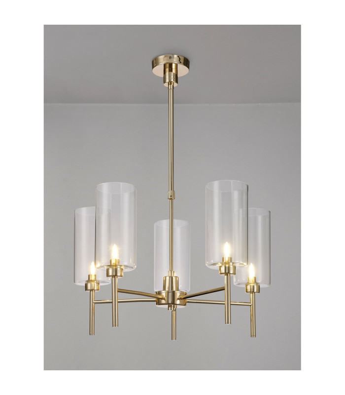 Baldwin 60cm Telescopic/Semi Flush 5 x G9 French Gold/Clear Type A Shade-3