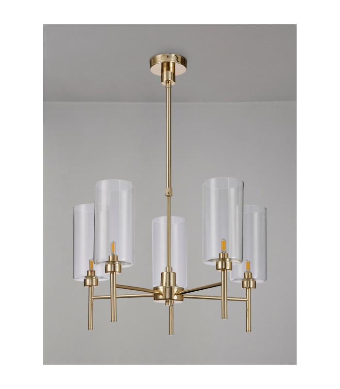 Baldwin 60cm Telescopic/Semi Flush 5 x G9 French Gold/Clear Type A Shade-11