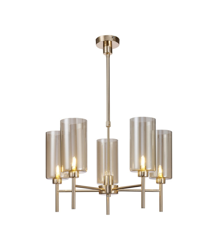 Baldwin 60cm Telescopic/Semi Flush 5 x G9 French Gold/Cognac Type A Shade-1