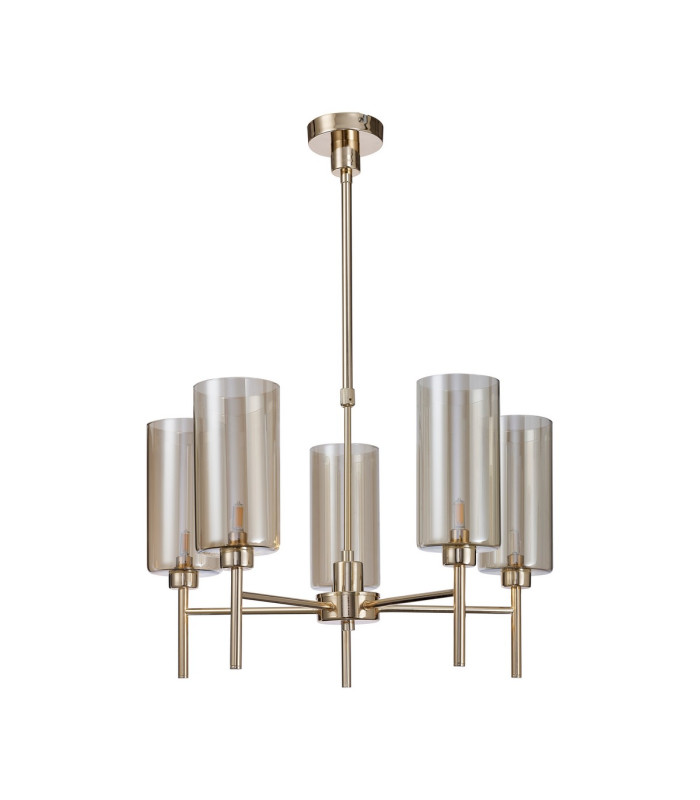 Baldwin 60cm Telescopic/Semi Flush 5 x G9 French Gold/Cognac Type A Shade-4