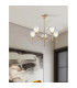 Baldwin 58cm Telescopic/Semi Flush Curved Cone Glass (U) 5 Light G9 French Gold/Iridescent/Opal-4