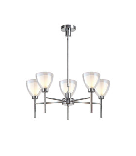 Baldwin 58cm Telescopic/Semi Flush Curved Cone Glass (U) 5 Light G9 Polished Chrome/Iridescent/Opal-1