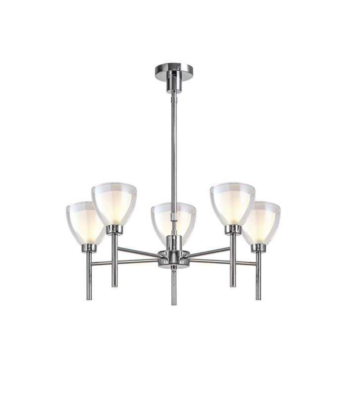 Baldwin 58cm Telescopic/Semi Flush Curved Cone Glass (U) 5 Light G9 Polished Chrome/Iridescent/Opal-1