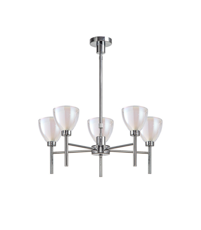 Baldwin 58cm Telescopic/Semi Flush Curved Cone Glass (U) 5 Light G9 Polished Chrome/Iridescent/Opal-4
