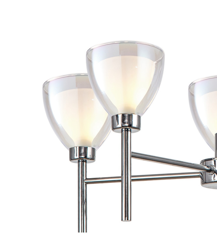 Baldwin 58cm Telescopic/Semi Flush Curved Cone Glass (U) 5 Light G9 Polished Chrome/Iridescent/Opal-7