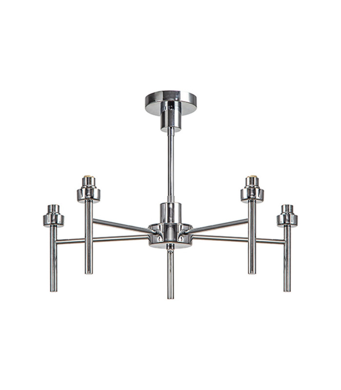 Baldwin 58cm Telescopic/Semi Flush Curved Cone Glass (U) 5 Light G9 Polished Chrome/Iridescent/Opal-9