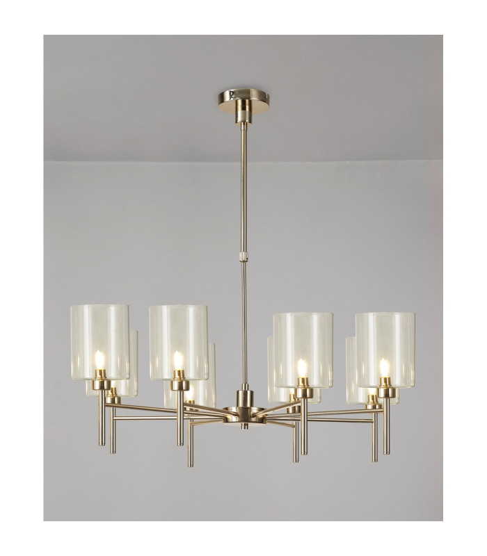 Baldwin 82cm Telescopic/Semi Flush 8 x G9 French Gold/Clear Type B Shade-3