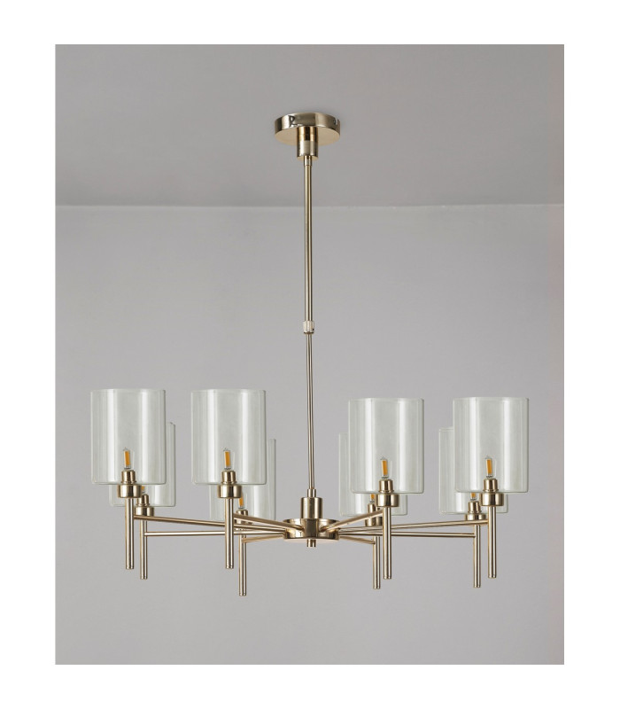 Baldwin 82cm Telescopic/Semi Flush 8 x G9 French Gold/Clear Type B Shade-11