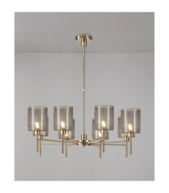 Baldwin 82cm Telescopic/Semi Flush 8 x G9 French Gold/Smoked Type B Shade-3