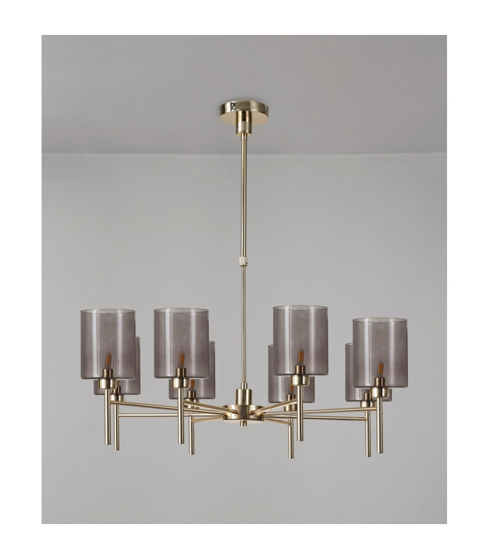 Baldwin 82cm Telescopic/Semi Flush 8 x G9 French Gold/Smoked Type B Shade-11