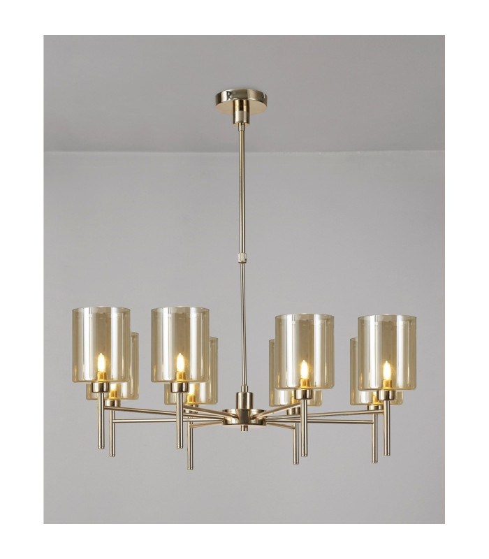 Baldwin 82cm Telescopic/Semi Flush 8 x G9 French Gold/Cognac Type B Shade-3