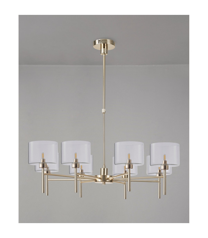 Baldwin 85cm Telescopic/Semi Flush 8 x G9 French Gold/Clear Type C Shade-11