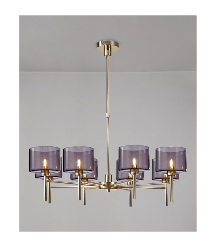 Baldwin 85cm Telescopic/Semi Flush 8 x G9 French Gold/Smoked Type C Shade-3
