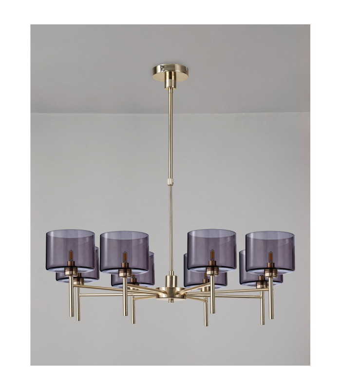 Baldwin 85cm Telescopic/Semi Flush 8 x G9 French Gold/Smoked Type C Shade-11