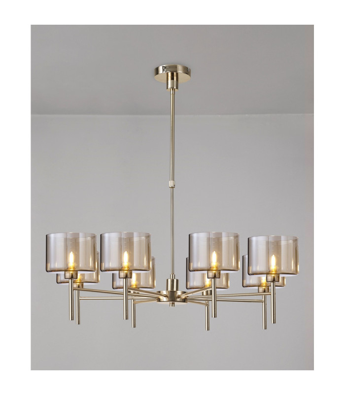 Baldwin 85cm Telescopic/Semi Flush 8 x G9 French Gold/Cognac Type C Shade-3