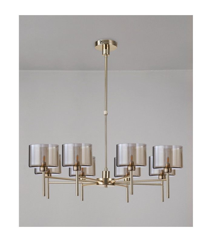 Baldwin 85cm Telescopic/Semi Flush 8 x G9 French Gold/Cognac Type C Shade-11
