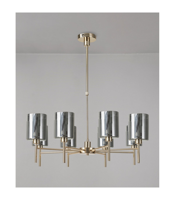 Baldwin 82cm Telescopic/Semi Flush 8 x G9 French Gold/Chrome Lined Type B Shade-11