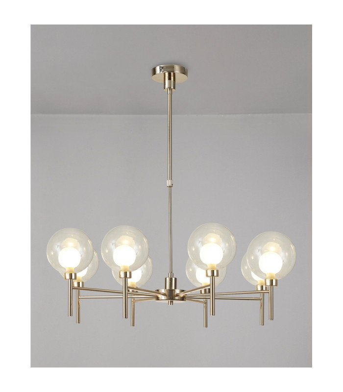 Baldwin 84cm Telescopic/Semi Flush 8 x G9 French Gold/Clear/Frosted Type G Shade-3