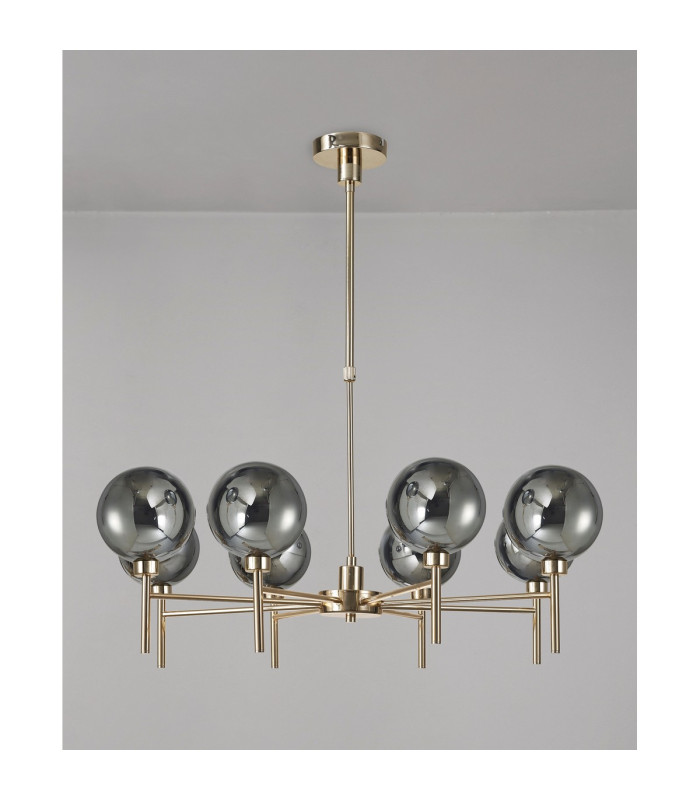 Baldwin 84cm Telescopic/Semi Flush 8 x G9 French Gold/Chrome/Frosted Type G Shade-11
