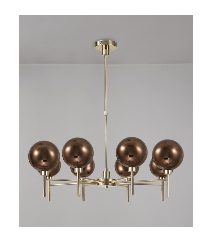 Baldwin 84cm Telescopic/Semi Flush 8 x G9 French Gold/Copper/Frosted Type G Shade-11