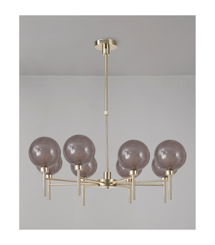 Baldwin 84cm Telescopic/Semi Flush 8 x G9 French Gold/Smoked/Frosted Type G Shade-11