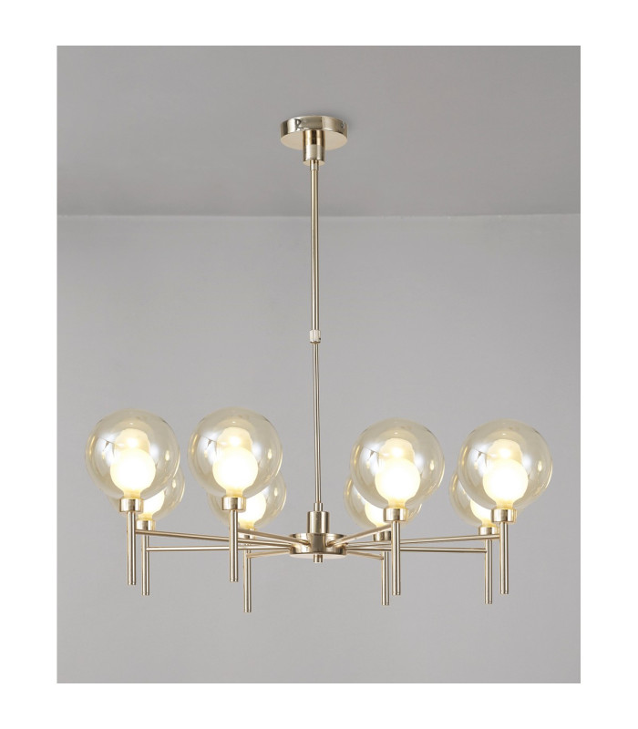 Baldwin 84cm Telescopic/Semi Flush 8 x G9 French Gold/Cognac/Frosted Type G Shade-3
