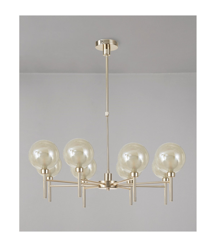 Baldwin 84cm Telescopic/Semi Flush 8 x G9 French Gold/Cognac/Frosted Type G Shade-11