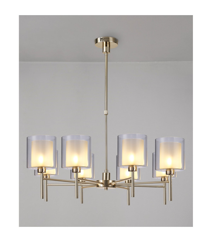 Baldwin 84cm Telescopic/Semi Flush 8 x G9 French Gold/Frosted/Clear Type H Shade-3
