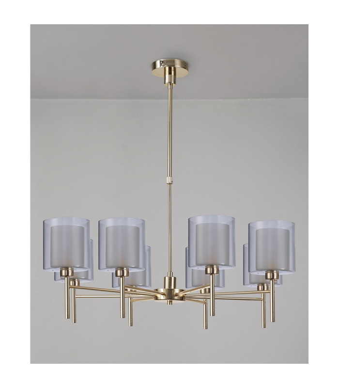 Baldwin 84cm Telescopic/Semi Flush 8 x G9 French Gold/Frosted/Clear Type H Shade-11